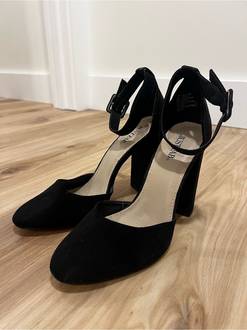 JustFab Black Ankle-Strap Block Heels